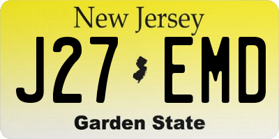 NJ license plate J27EMD