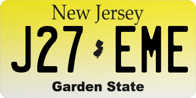 NJ license plate J27EME