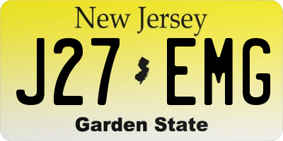 NJ license plate J27EMG
