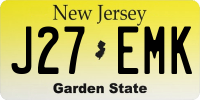 NJ license plate J27EMK