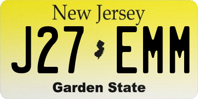 NJ license plate J27EMM