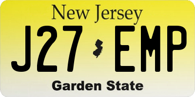 NJ license plate J27EMP