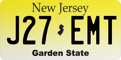 NJ license plate J27EMT