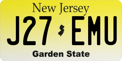 NJ license plate J27EMU