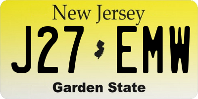 NJ license plate J27EMW