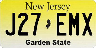 NJ license plate J27EMX