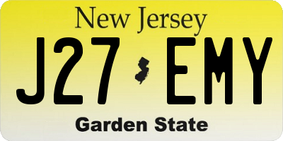 NJ license plate J27EMY