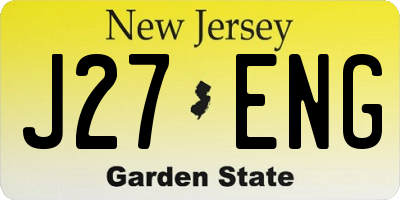 NJ license plate J27ENG