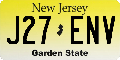NJ license plate J27ENV