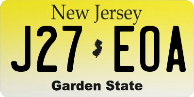 NJ license plate J27EOA