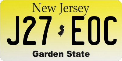 NJ license plate J27EOC