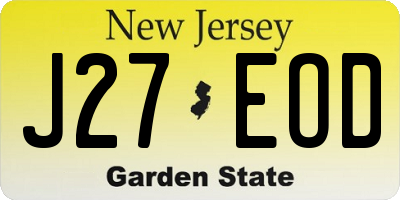 NJ license plate J27EOD