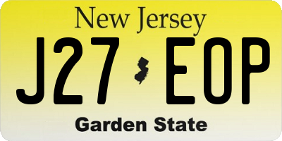 NJ license plate J27EOP