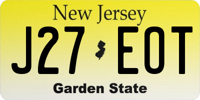 NJ license plate J27EOT