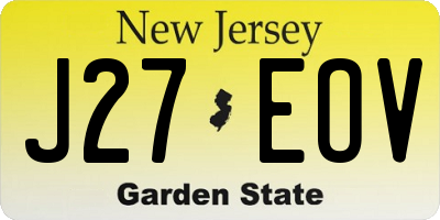 NJ license plate J27EOV