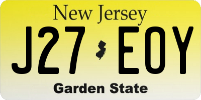 NJ license plate J27EOY