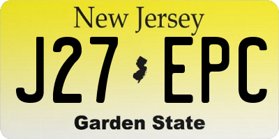 NJ license plate J27EPC