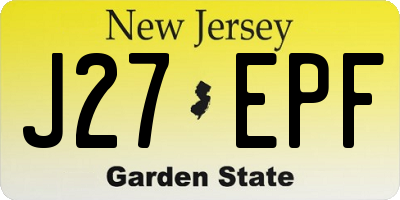NJ license plate J27EPF