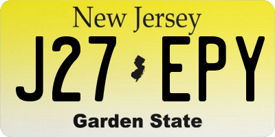 NJ license plate J27EPY