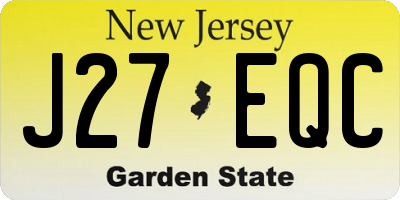 NJ license plate J27EQC