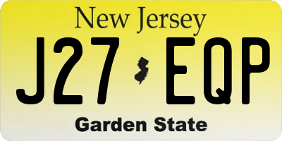NJ license plate J27EQP