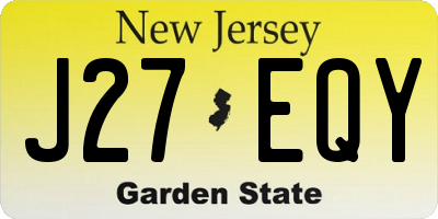 NJ license plate J27EQY