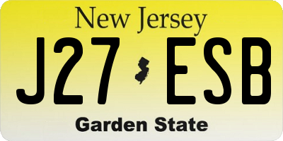 NJ license plate J27ESB