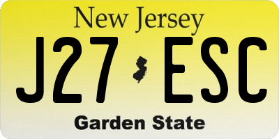 NJ license plate J27ESC