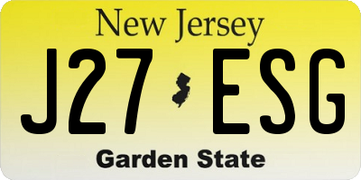 NJ license plate J27ESG