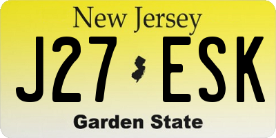 NJ license plate J27ESK