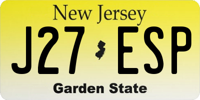 NJ license plate J27ESP