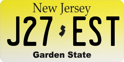 NJ license plate J27EST