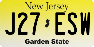 NJ license plate J27ESW