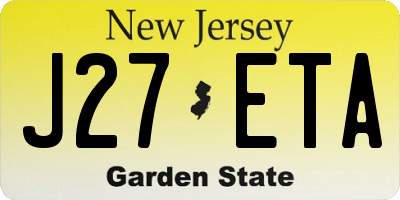 NJ license plate J27ETA