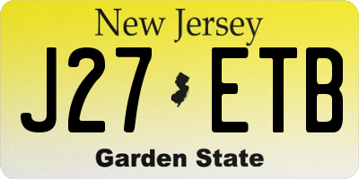 NJ license plate J27ETB