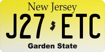NJ license plate J27ETC