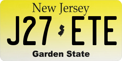 NJ license plate J27ETE