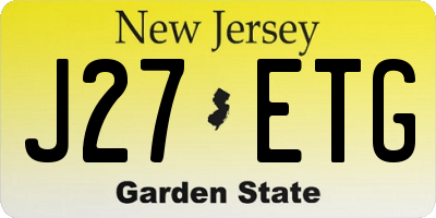 NJ license plate J27ETG