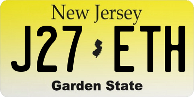 NJ license plate J27ETH