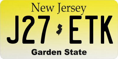 NJ license plate J27ETK