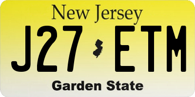 NJ license plate J27ETM