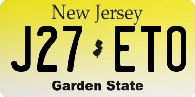 NJ license plate J27ETO