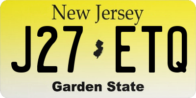 NJ license plate J27ETQ