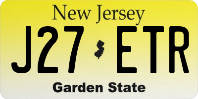 NJ license plate J27ETR