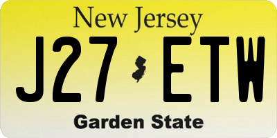 NJ license plate J27ETW