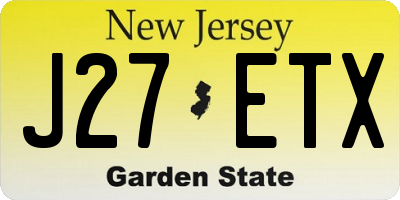 NJ license plate J27ETX