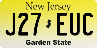 NJ license plate J27EUC
