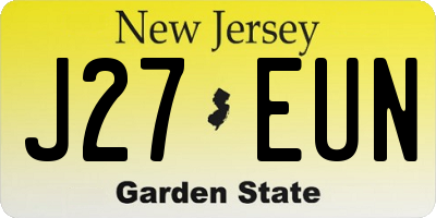 NJ license plate J27EUN