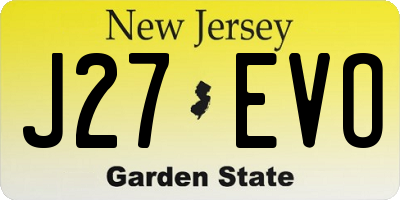 NJ license plate J27EVO