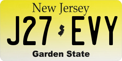 NJ license plate J27EVY